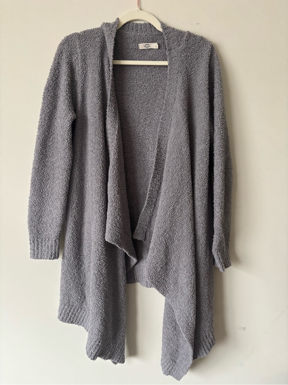 UGG Women's Heather Gray Plush Open-Front Waterfall Cardigan